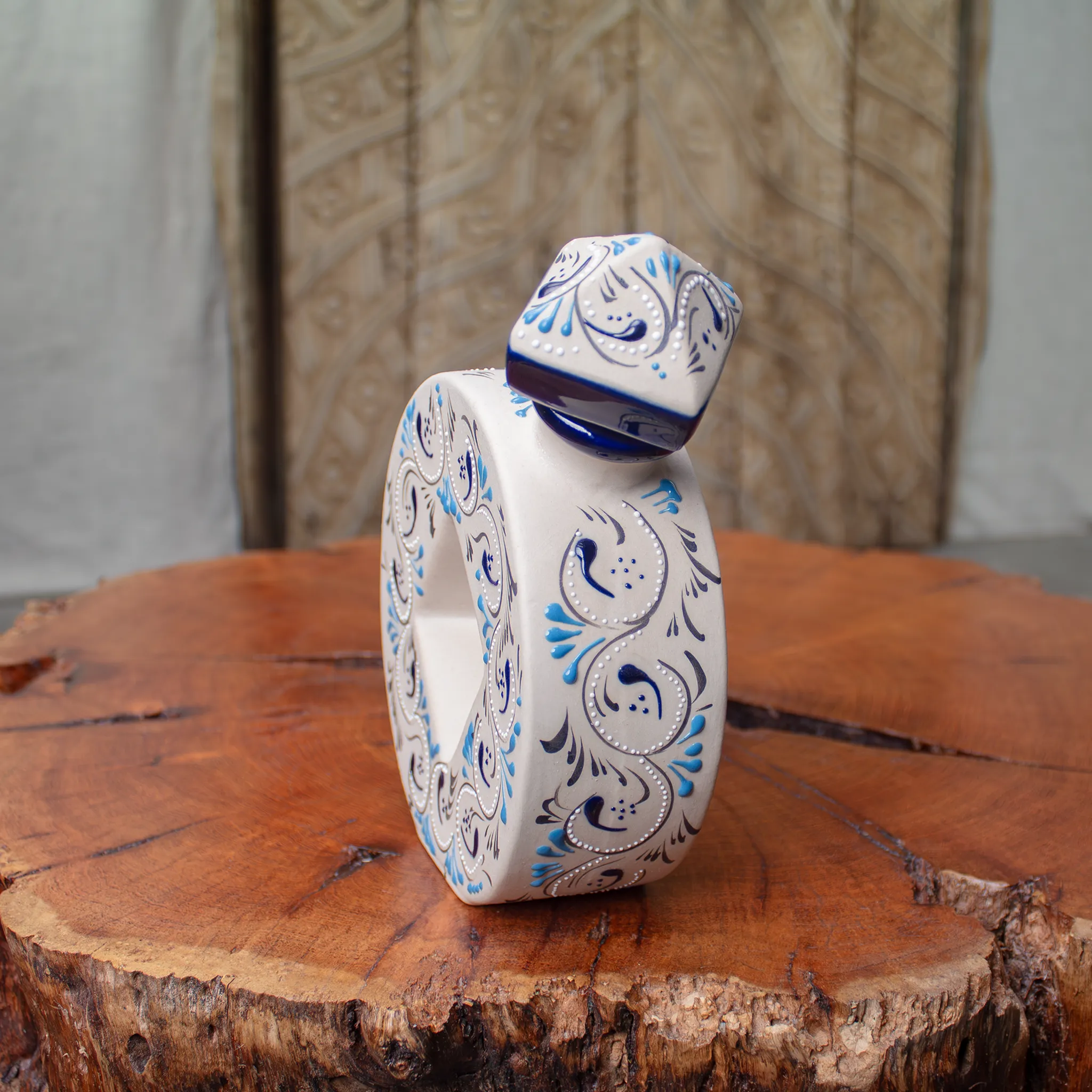 Serving Set Stoneware Decanter and Shooter, Azules Edition.