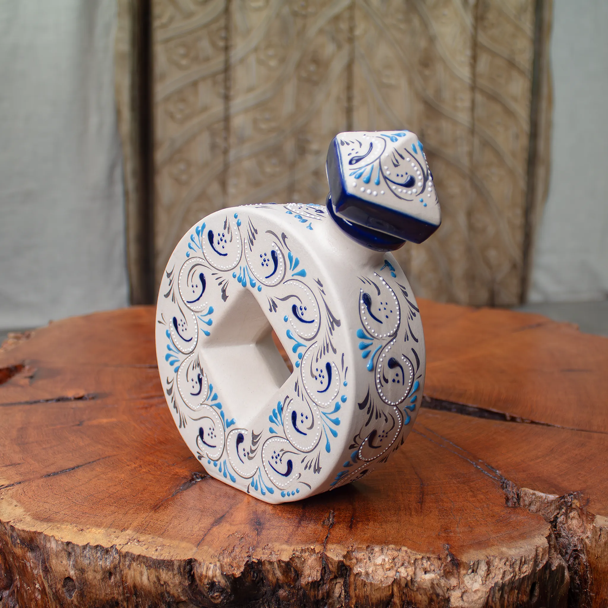 Serving Set Stoneware Decanter and Shooter, Azules Edition.