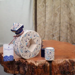 Serving Set Stoneware Decanter and Shooter, Azules Edition.