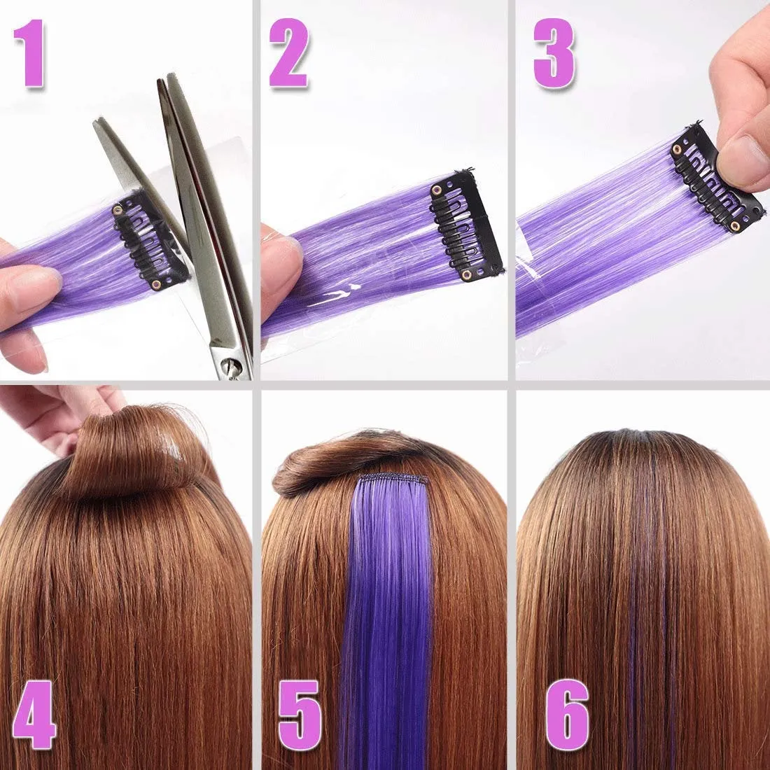Set of 36 Pieces Party Highlights Hairpieces One Color Each AS PICTURED Clip in Hair Extensions 22'' Straight Hair Extensions Clip ins