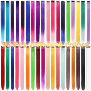 Set of 36 Pieces Party Highlights Hairpieces One Color Each AS PICTURED Clip in Hair Extensions 22'' Straight Hair Extensions Clip ins