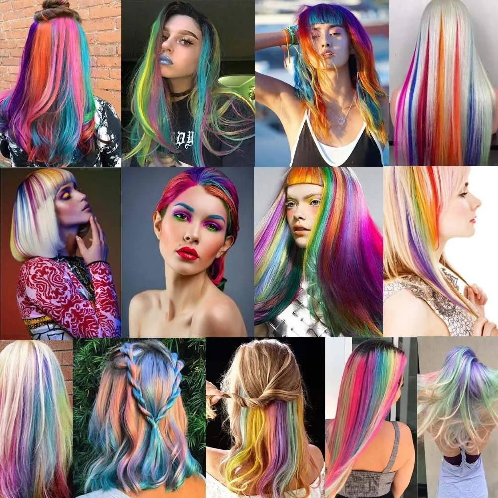 Set of 36 Pieces Party Highlights Hairpieces One Color Each AS PICTURED Clip in Hair Extensions 22'' Straight Hair Extensions Clip ins