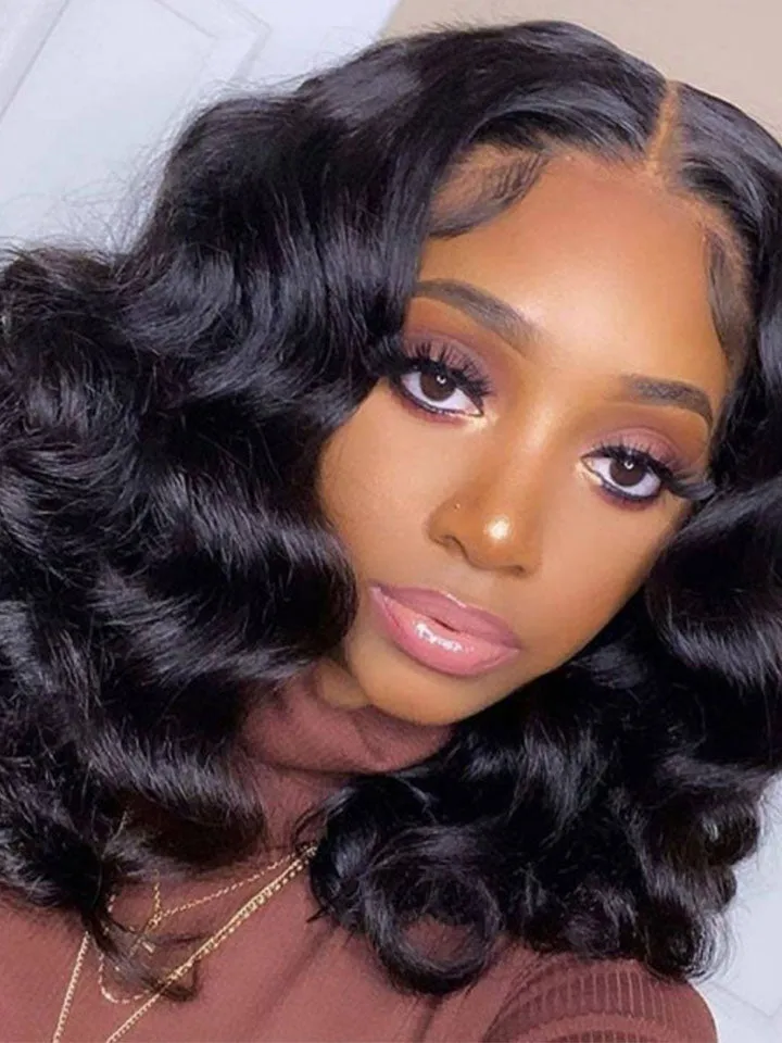 Shoulder Length Short Bob Loose Wave Minimalist 4x4 Lace Closure Wigs