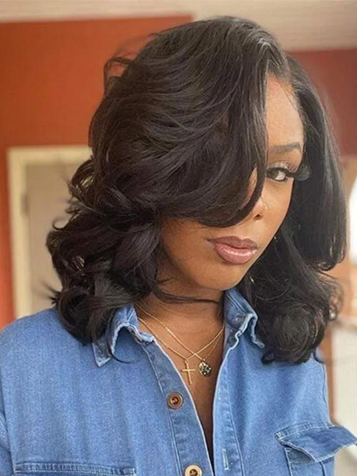 Shoulder Length Short Bob Loose Wave Minimalist 4x4 Lace Closure Wigs