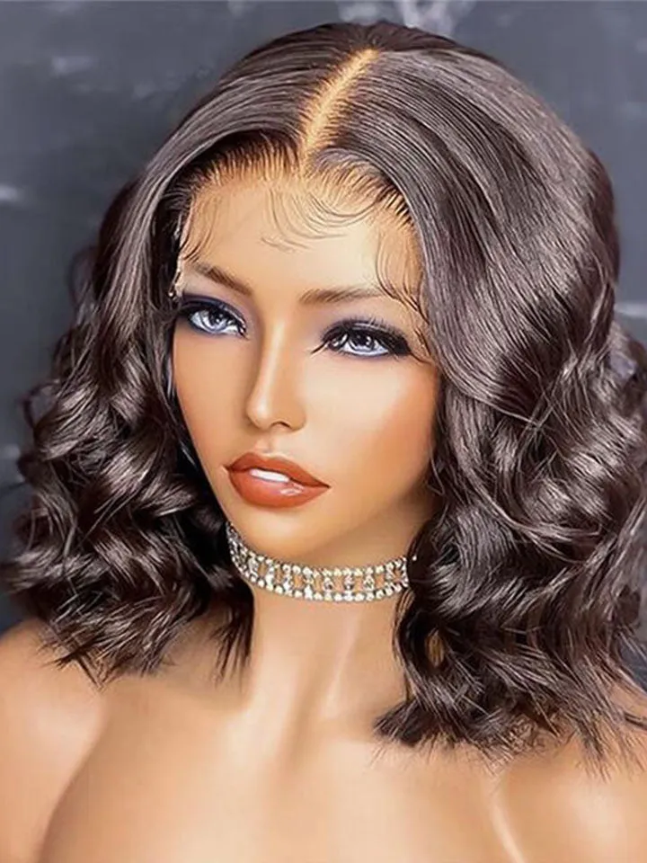 Shoulder Length Short Bob Loose Wave Minimalist 4x4 Lace Closure Wigs