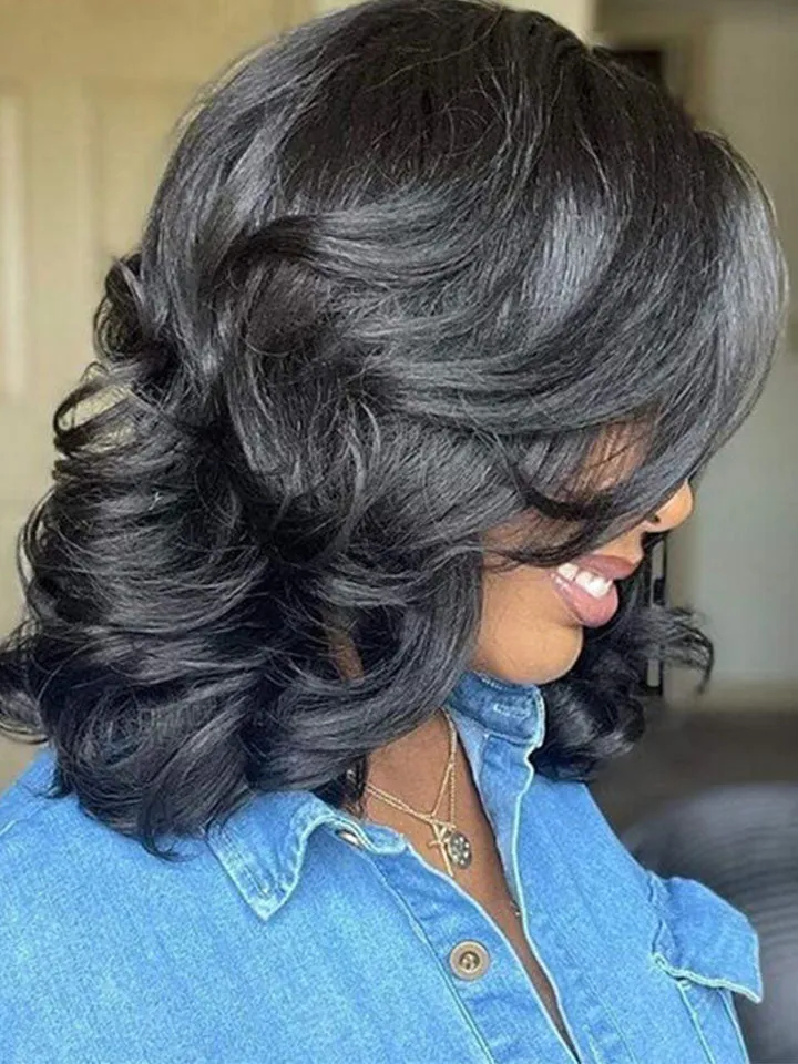 Shoulder Length Short Bob Loose Wave Minimalist 4x4 Lace Closure Wigs