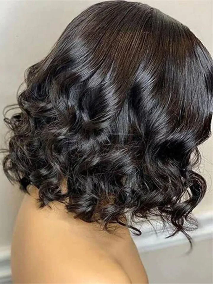 Shoulder Length Short Bob Loose Wave Minimalist 4x4 Lace Closure Wigs