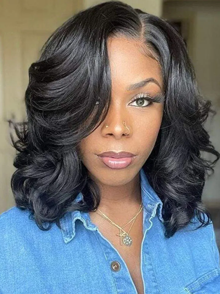 Shoulder Length Short Bob Loose Wave Minimalist 4x4 Lace Closure Wigs