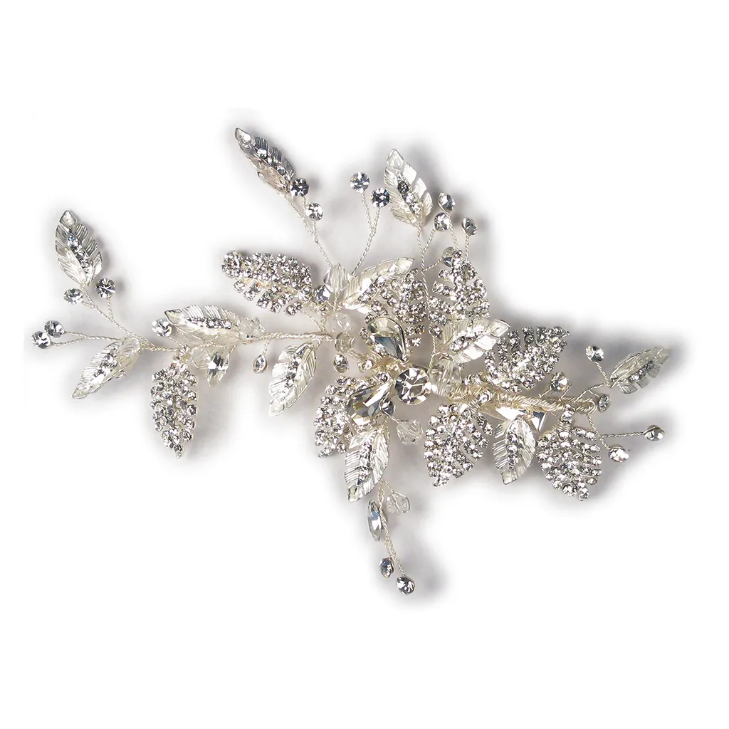 Silver Floral Spray Head Comb