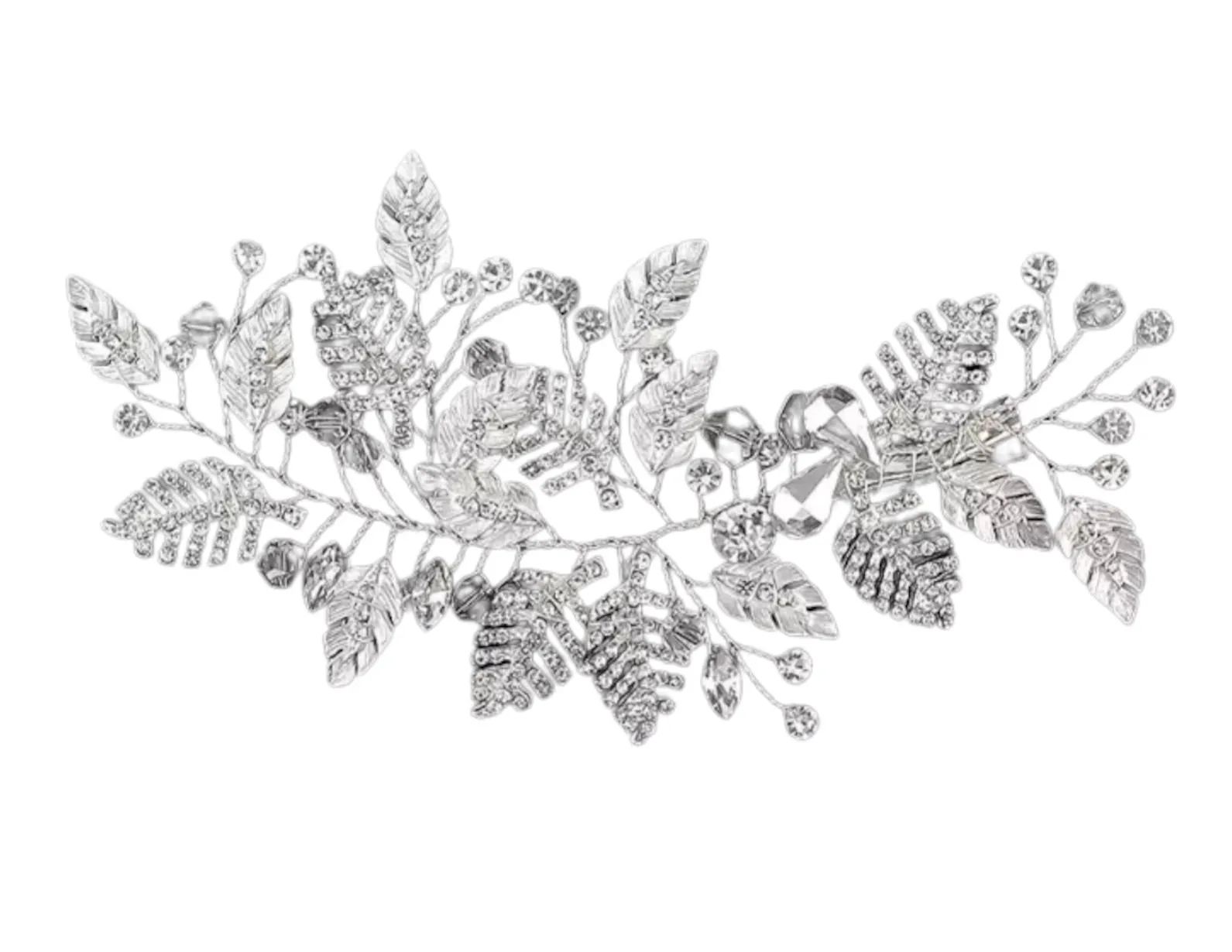 Silver Floral Spray Head Comb