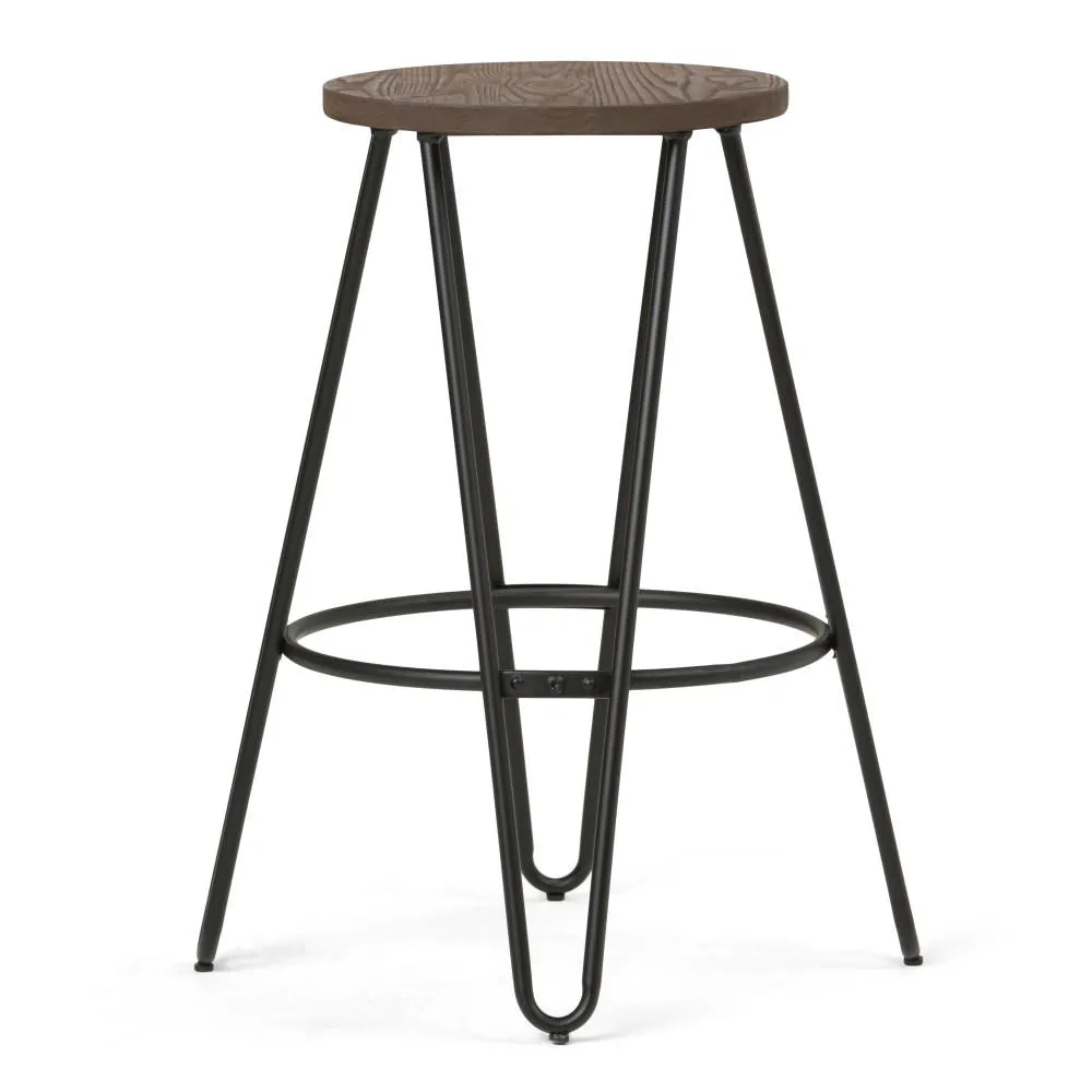 Simeon 26 inch Metal Counter Height Stool with Wood Seat (Set of 2)
