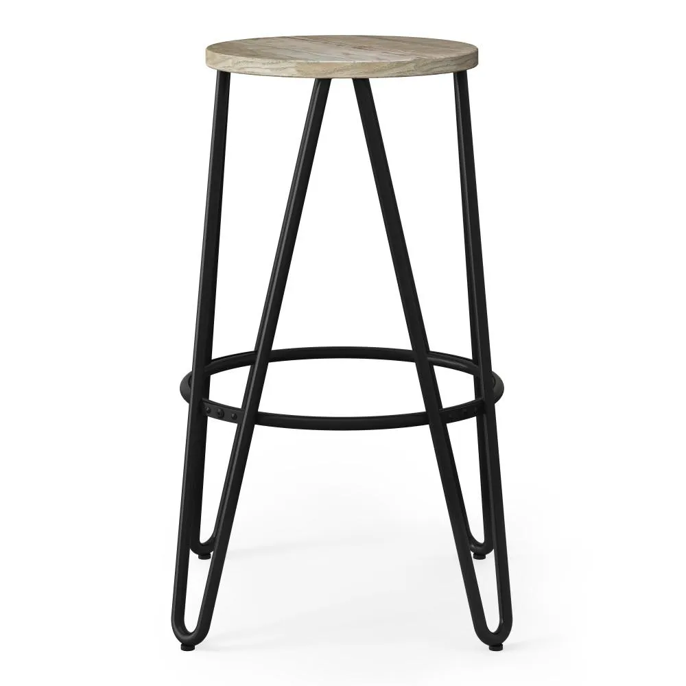 Simeon 26 inch Metal Counter Height Stool with Wood Seat (Set of 2)