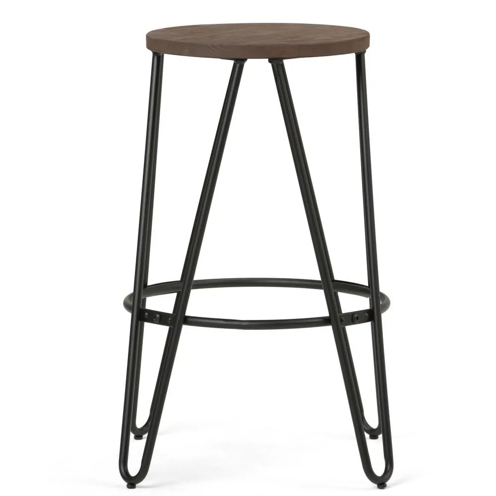 Simeon 26 inch Metal Counter Height Stool with Wood Seat (Set of 2)