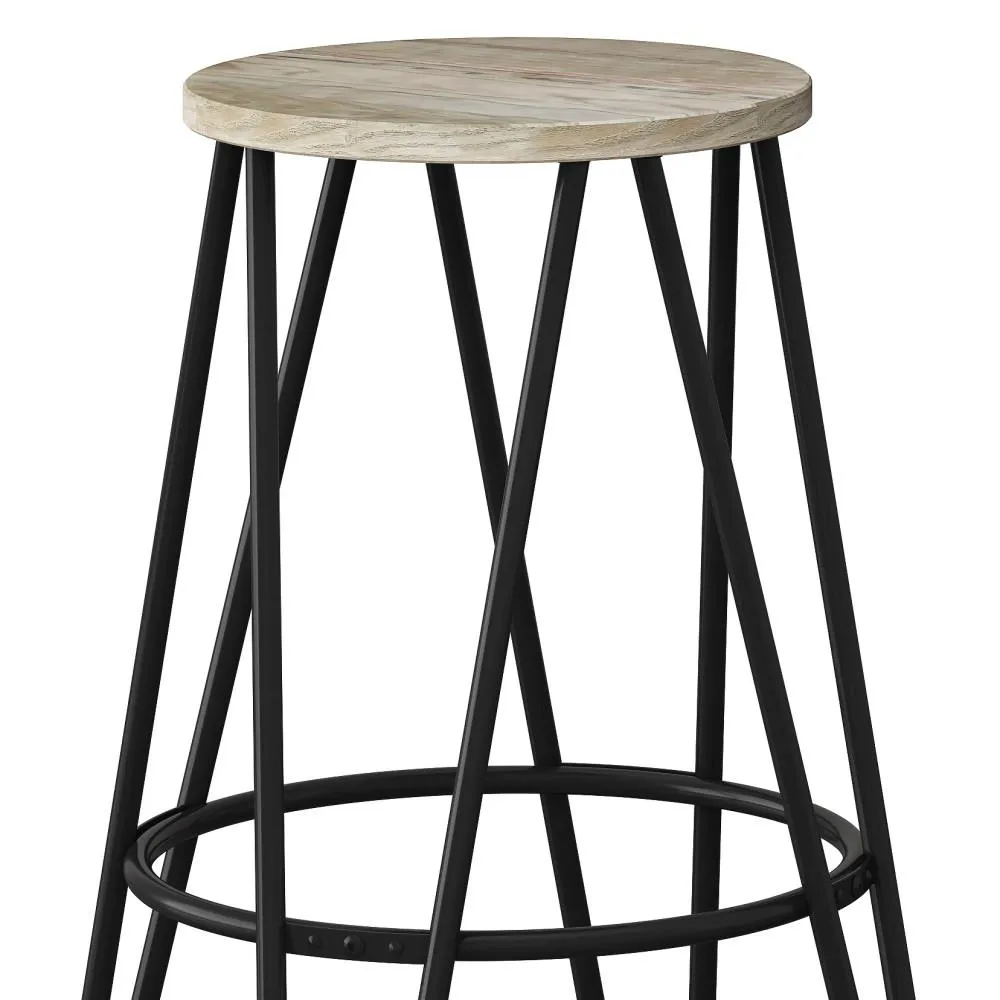 Simeon 26 inch Metal Counter Height Stool with Wood Seat (Set of 2)