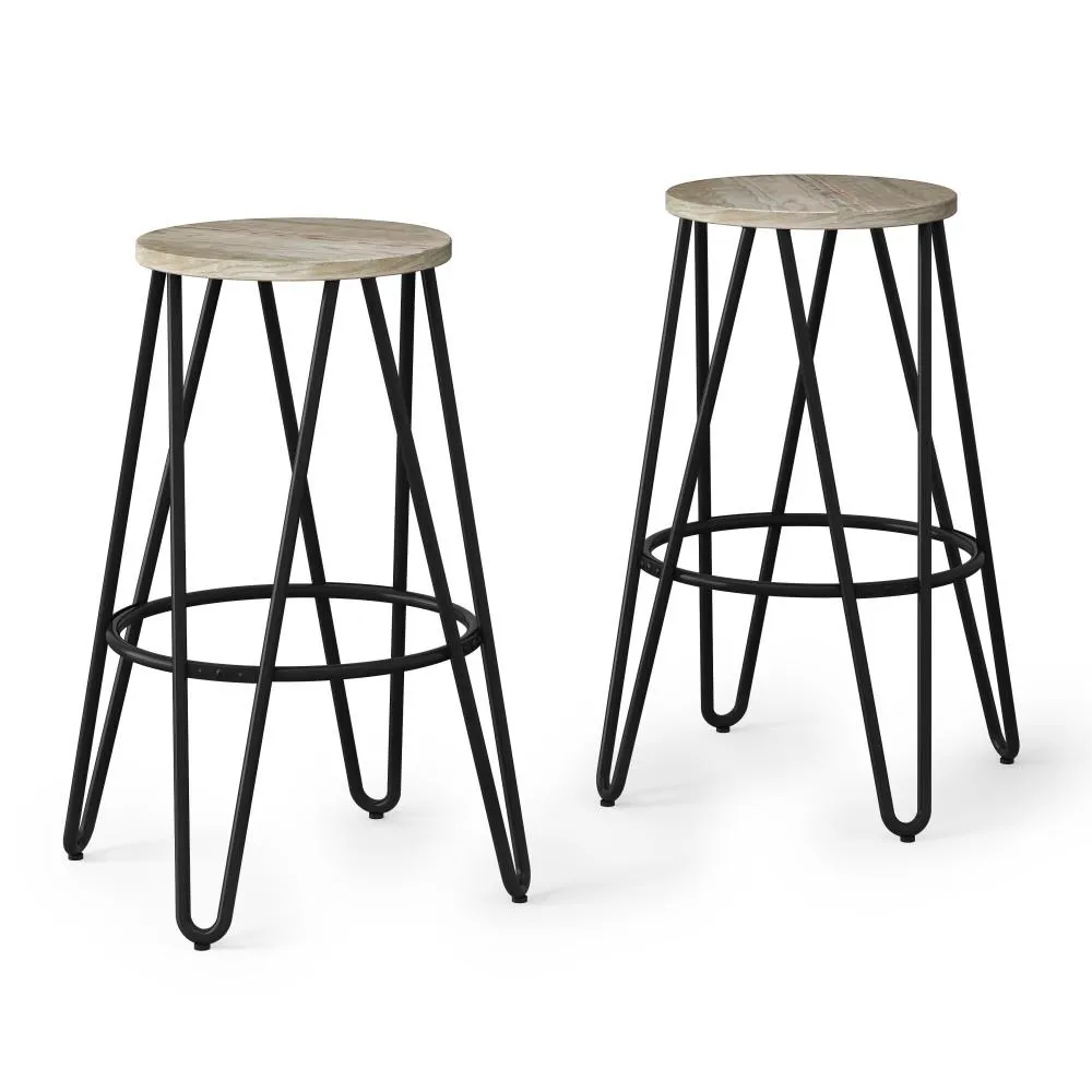 Simeon 26 inch Metal Counter Height Stool with Wood Seat (Set of 2)