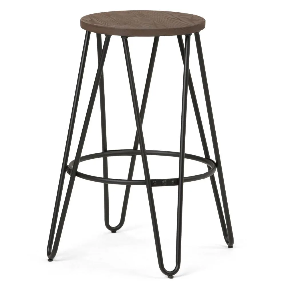 Simeon 26 inch Metal Counter Height Stool with Wood Seat (Set of 2)