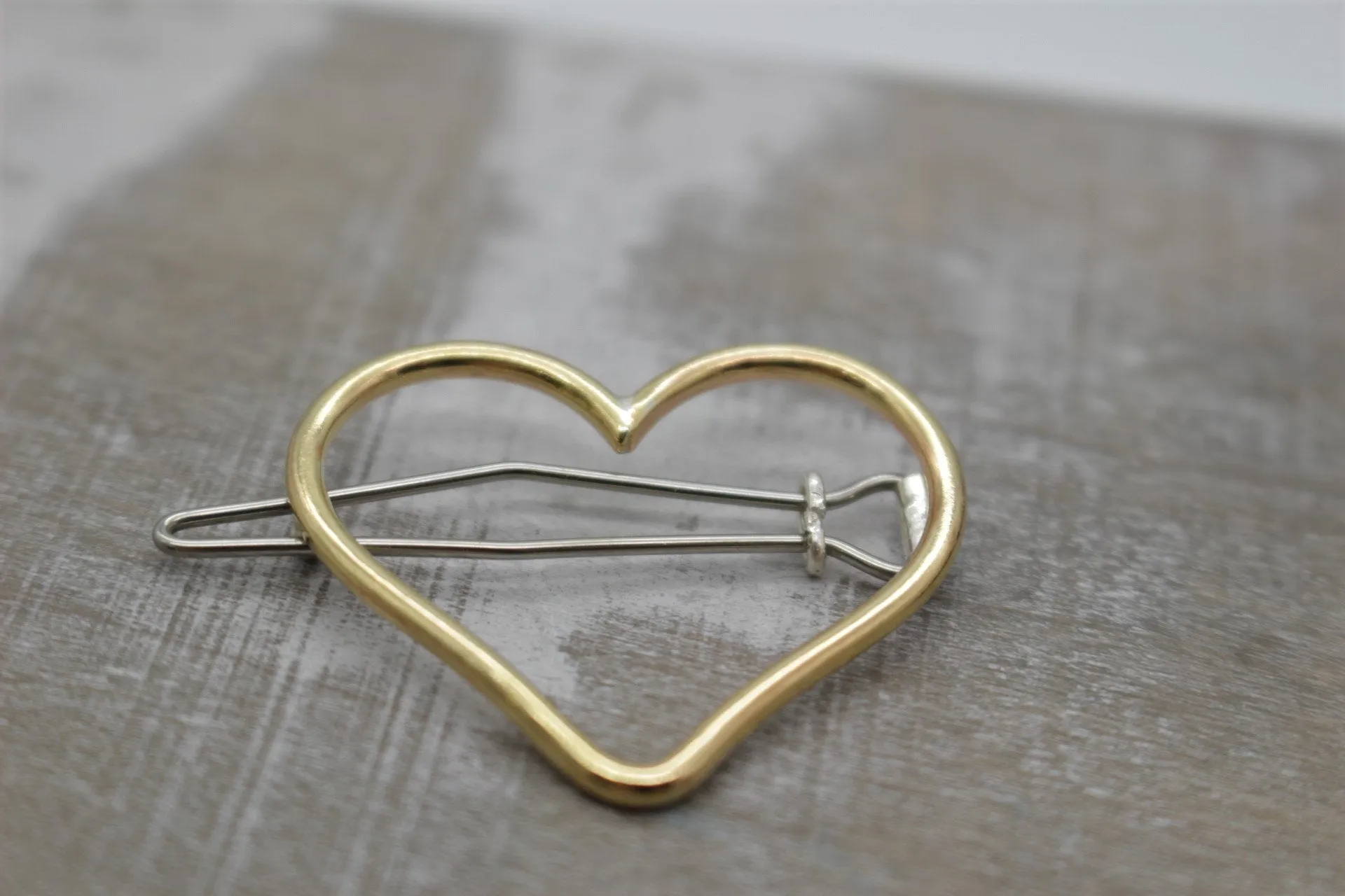 Small Brass Heart Barrette