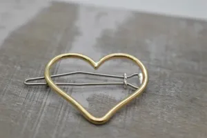 Small Brass Heart Barrette