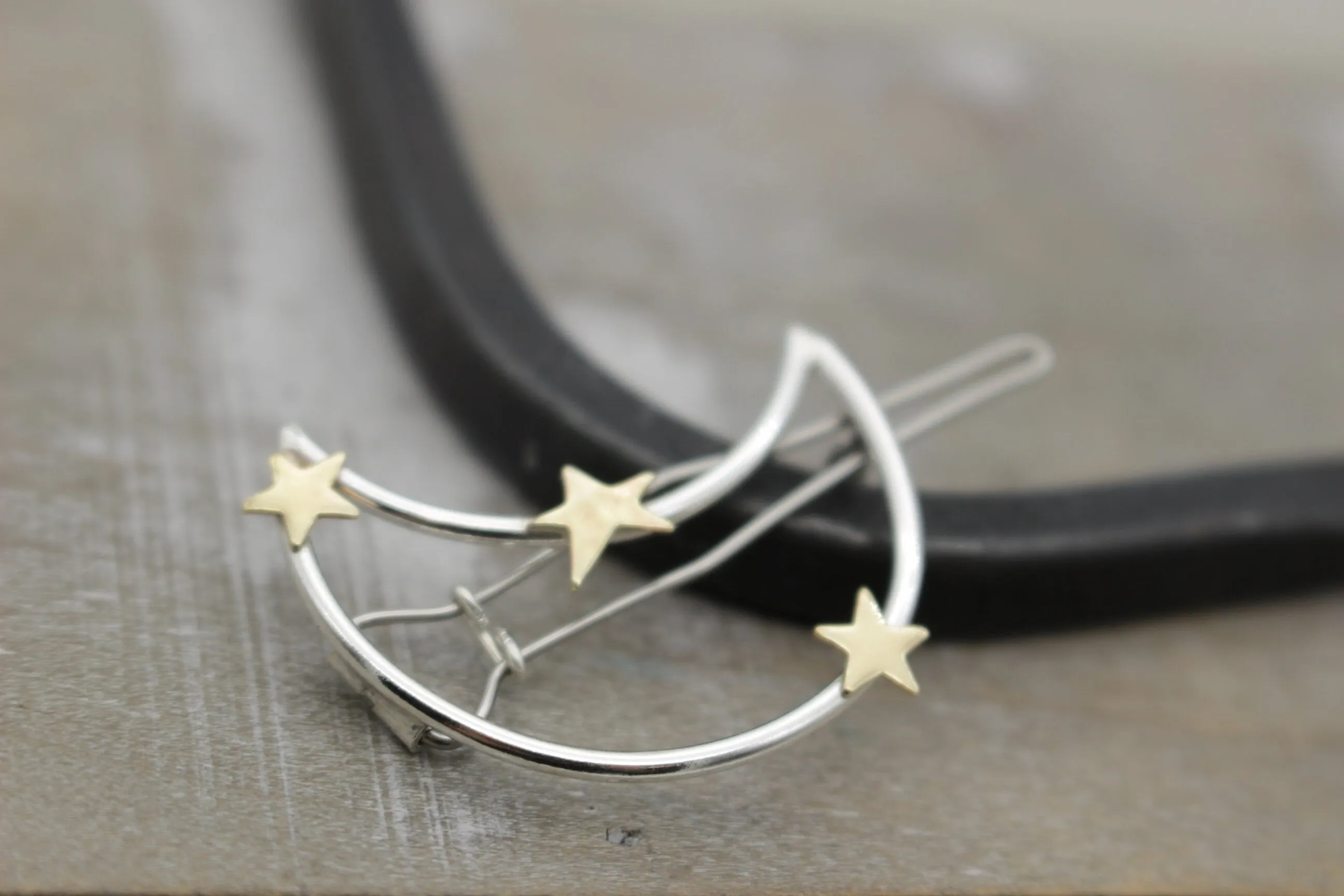 Small Moon and star barrette