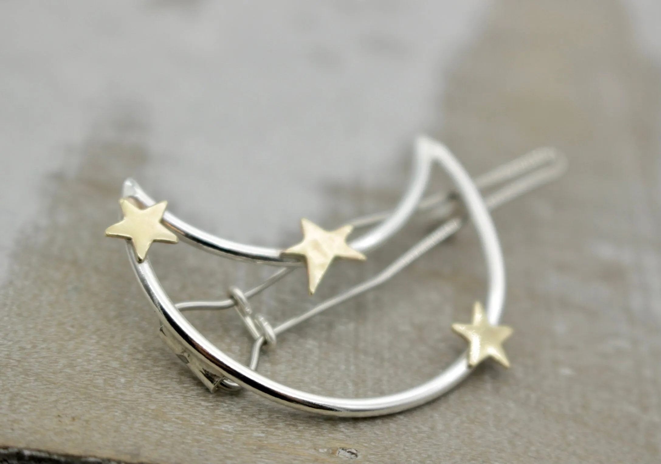 Small Moon and star barrette