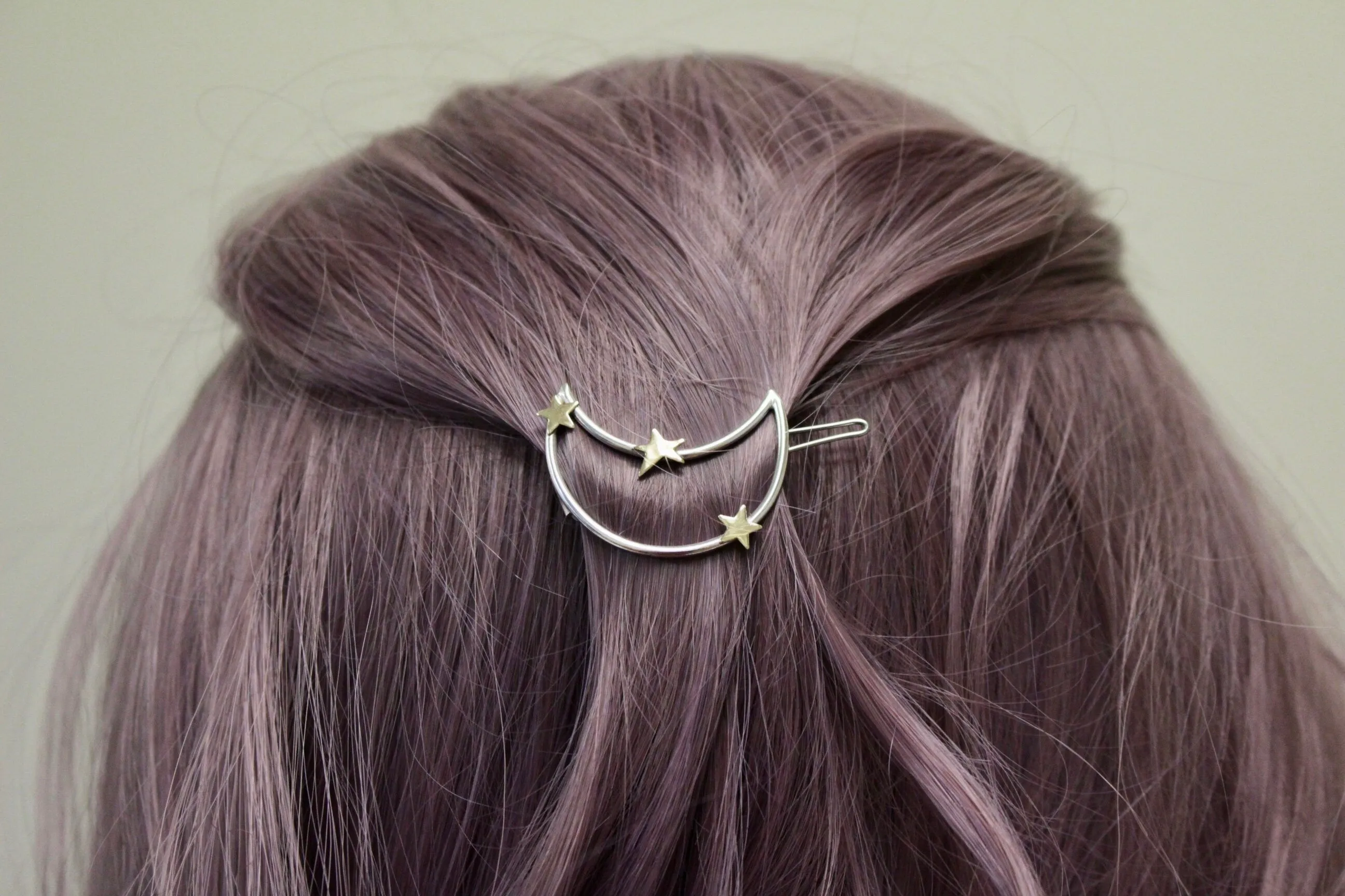 Small Moon and star barrette