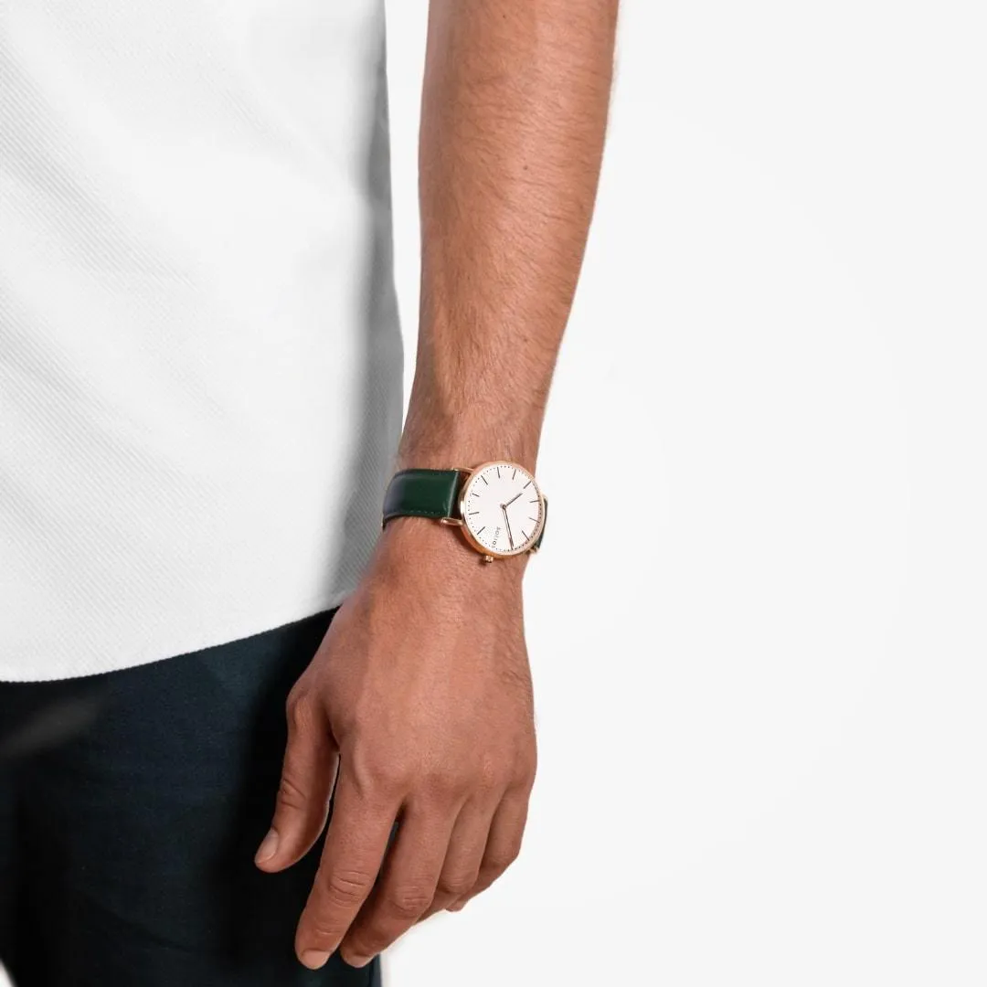 Solar Watch with White & Rose Gold Dial | Blue Mesh Strap