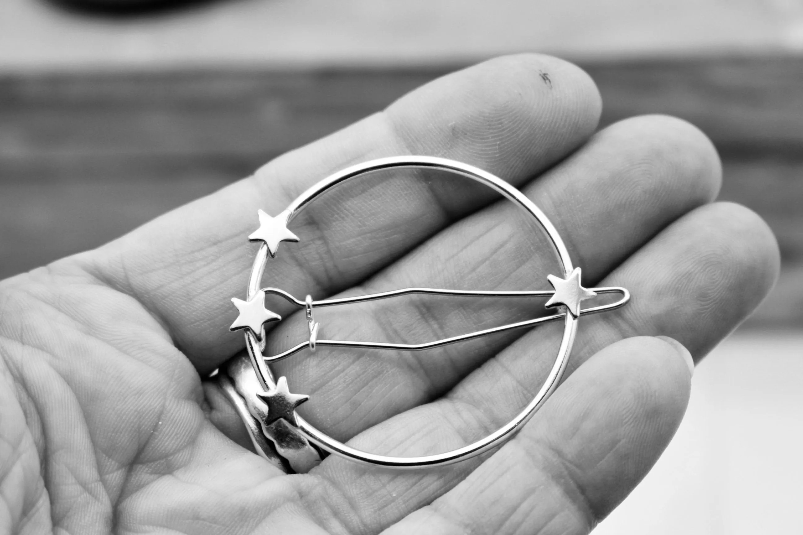 Sterling copper circle barrette
