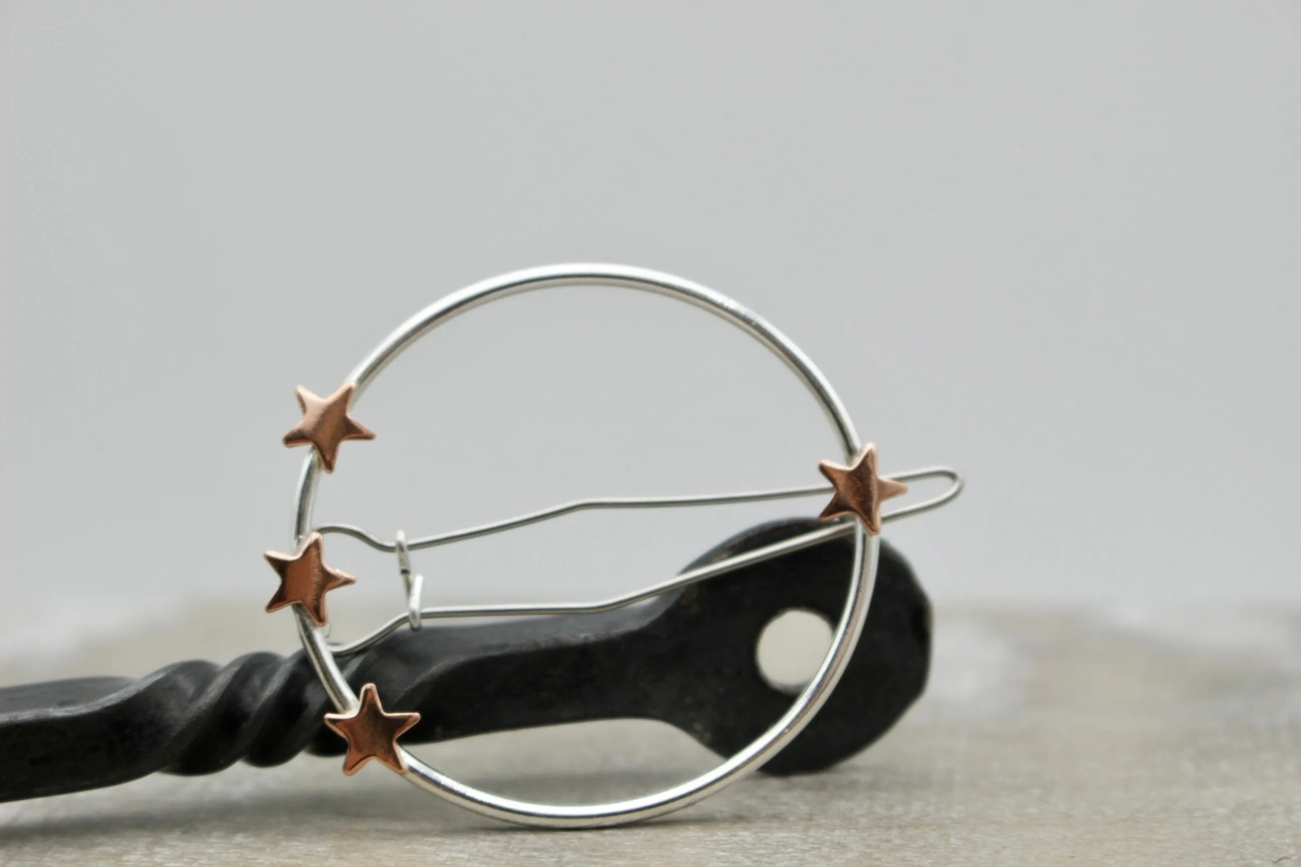 Sterling copper circle barrette