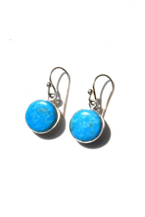 Sterling Silver Round Turquoise Earrings