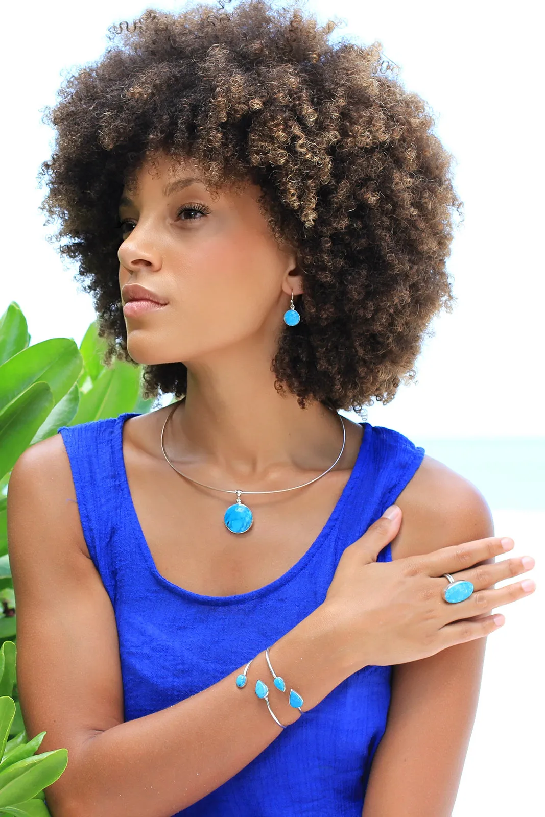 Sterling Silver Round Turquoise Earrings