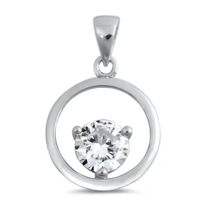 Sterling Silver Simple Clear CZ Pendant Elegant Eternity Endless Circle Charm