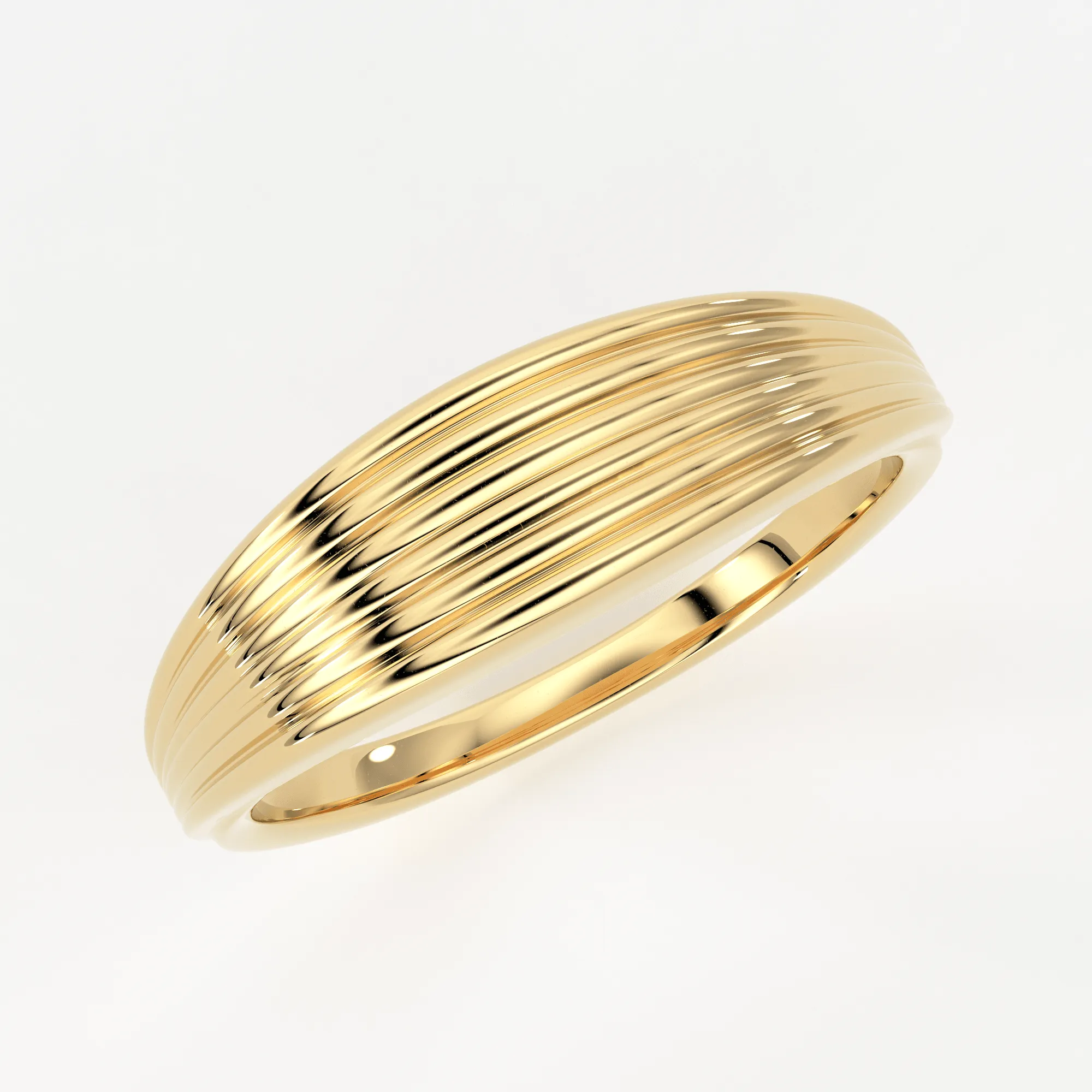 Stream Lines 14k Gold Band / Waves Gold Mens & Womens Wedding Ring / Curved Gold Ring