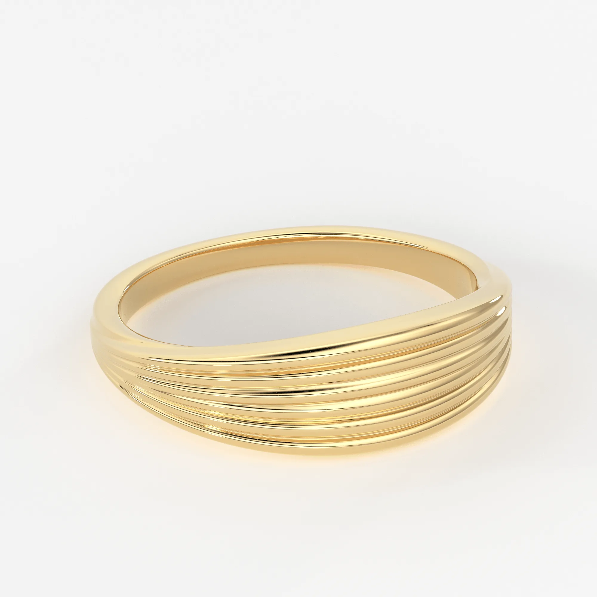 Stream Lines 14k Gold Band / Waves Gold Mens & Womens Wedding Ring / Curved Gold Ring