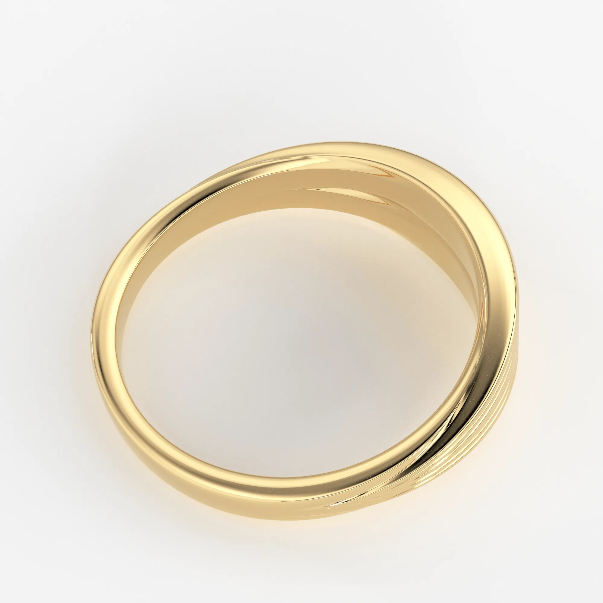 Stream Lines 14k Gold Band / Waves Gold Mens & Womens Wedding Ring / Curved Gold Ring