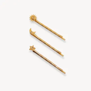 Sun, Moon & Star Hair Pins