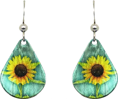 Sunflower on Teal earrings #2523 by d'ears