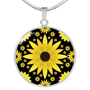 Sunflower Pattern - Luxury Necklace w/ Circle Pendant