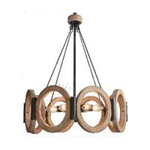 Superlume Chandelier ELR-4062 Round Black And Silver Wood