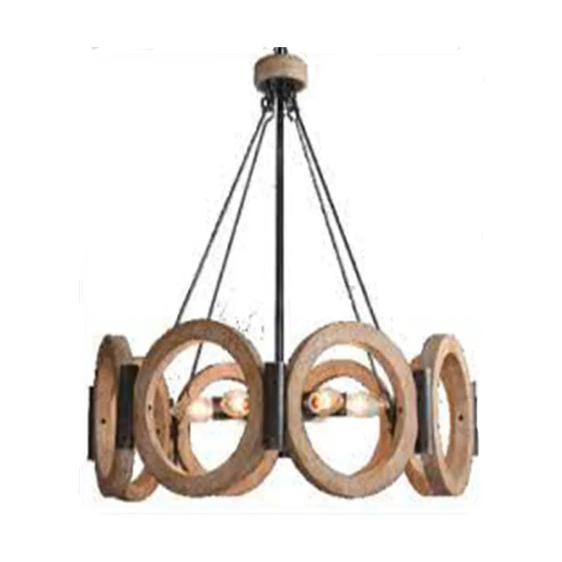 Superlume Chandelier ELR-4062 Round Black And Silver Wood