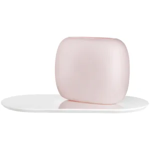 Sweets Vase Opal Pink with White Glossy Base Large
