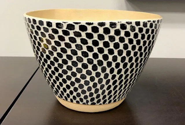 Tall Salad Bowl Dot Black