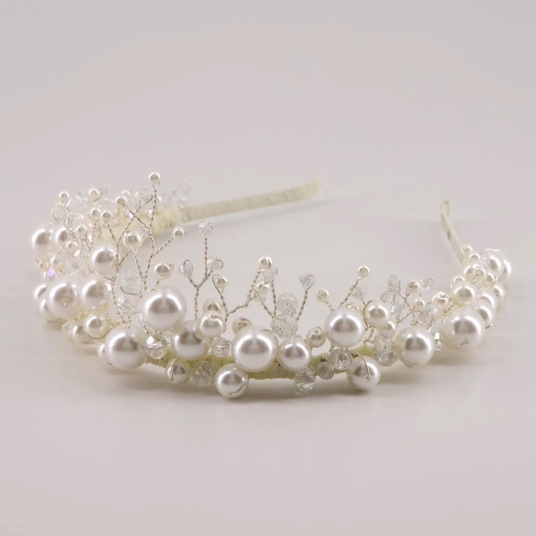 The Cielo Designer Kids Pearl & Crystal Tiara Headband