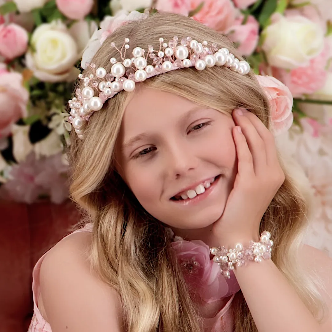 The Cielo Designer Kids Pearl & Crystal Tiara Headband
