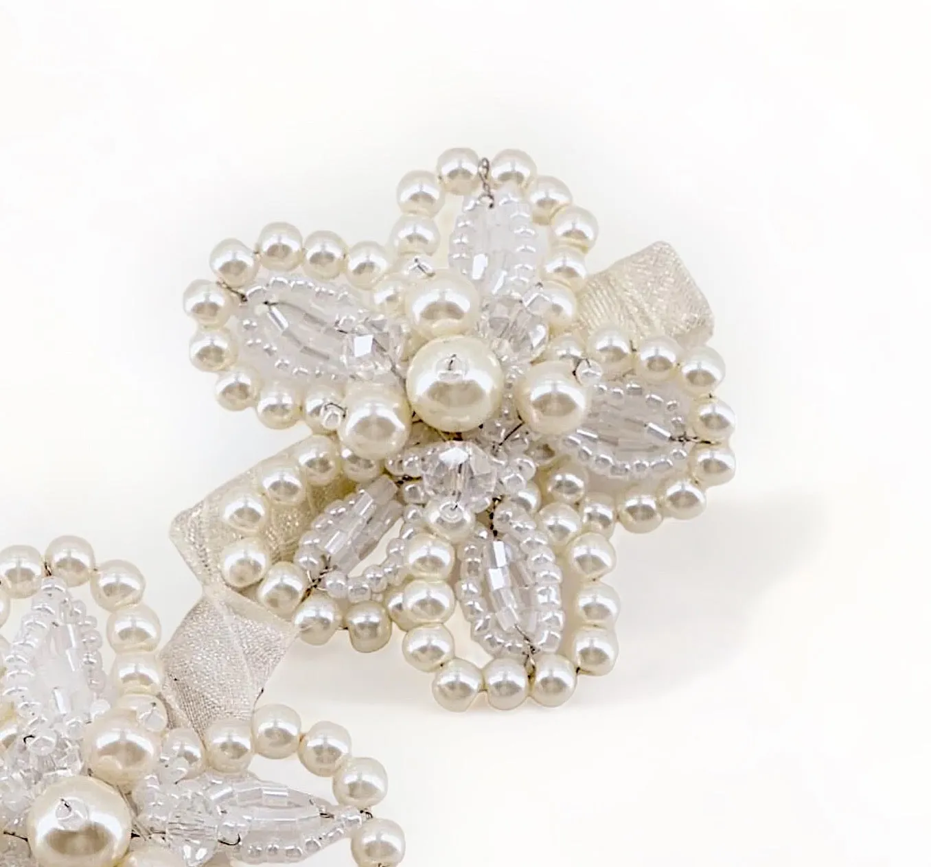 The Garden Party Childs Pearl flower Hair Clip Set
