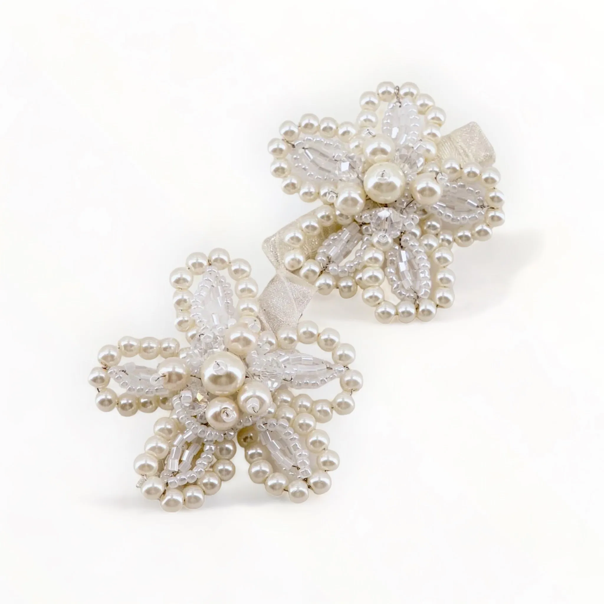 The Garden Party Childs Pearl flower Hair Clip Set