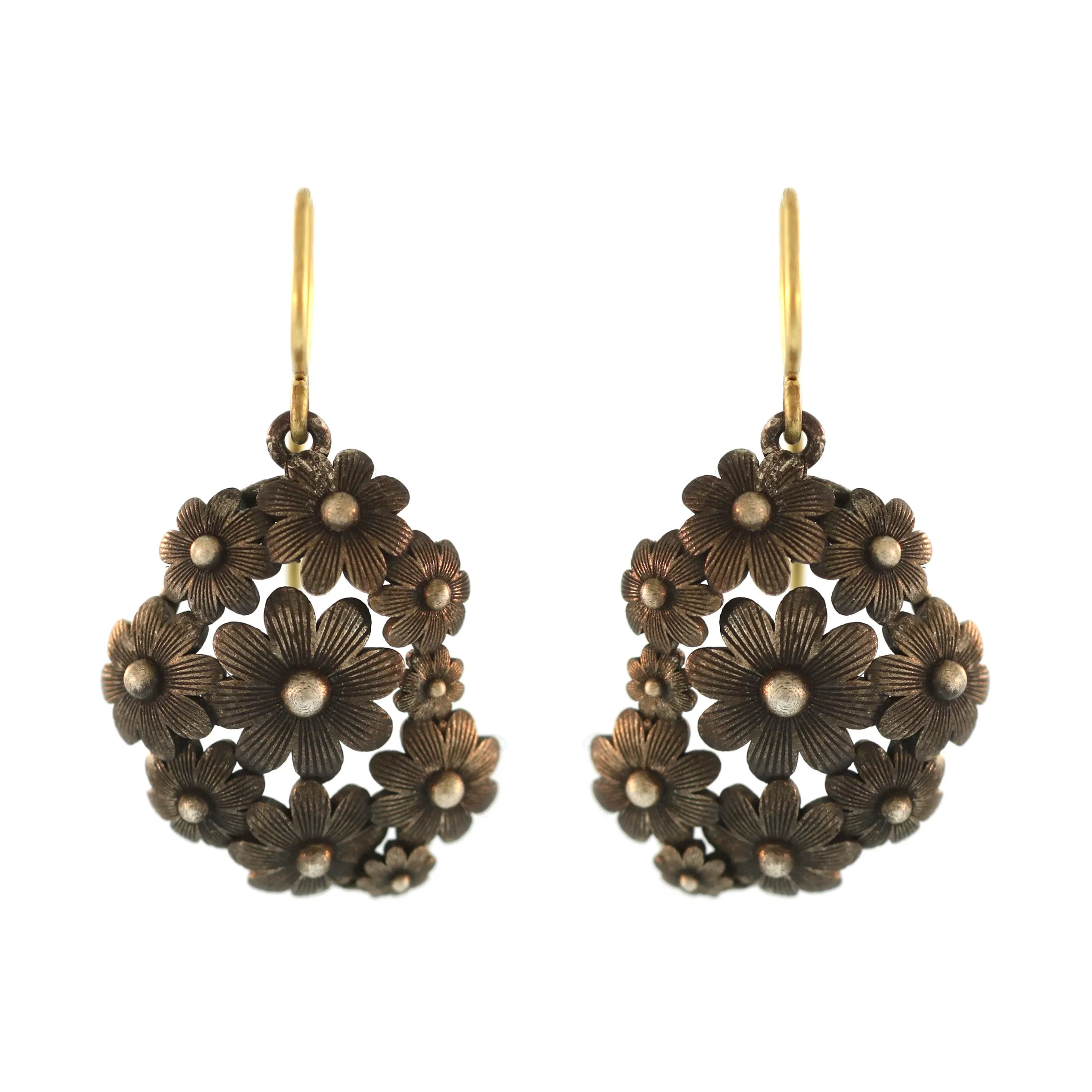 The Garden Party Floral Earrings in Blackened Silver - Vertical