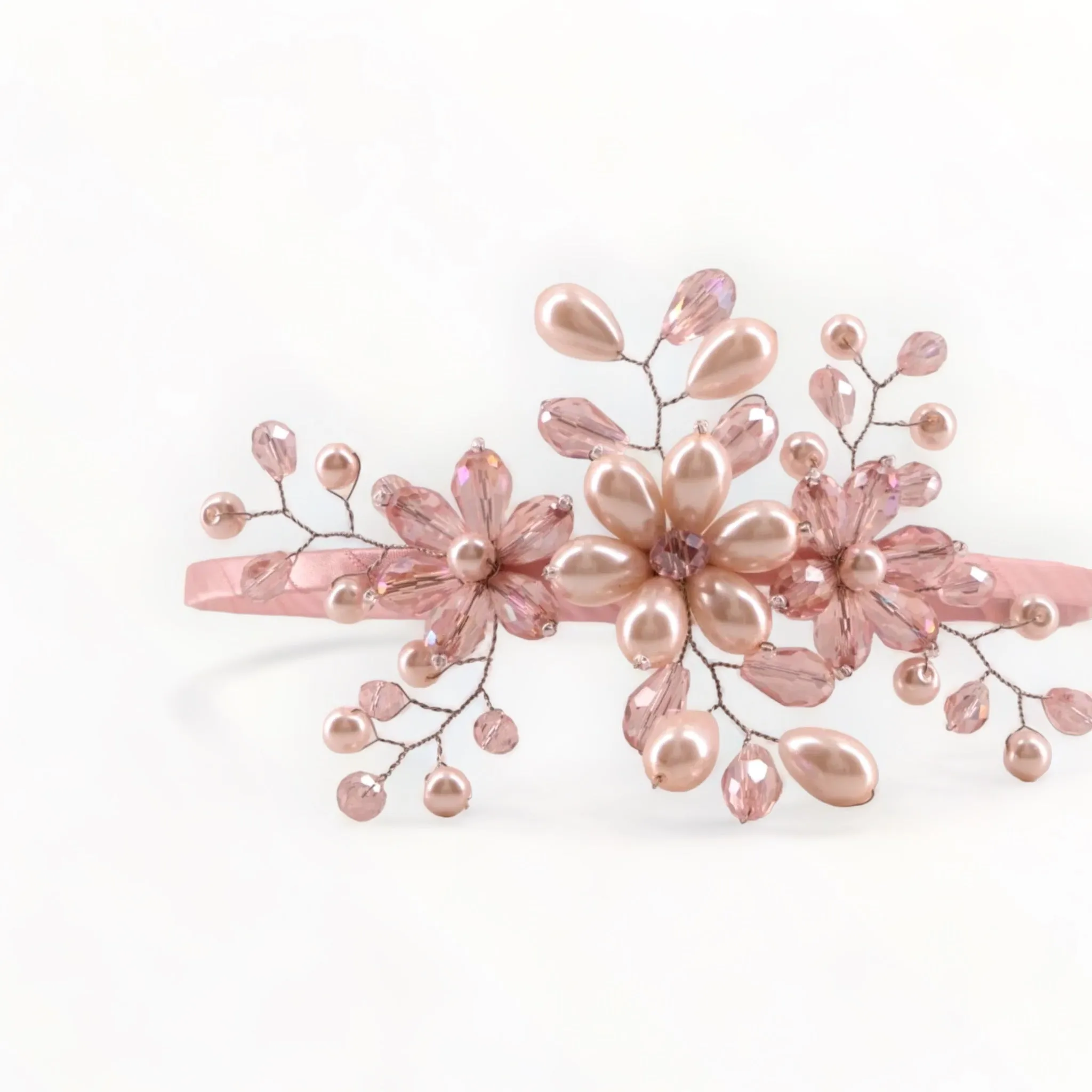 The Natsuki Pearls & Crystal Flower Headband