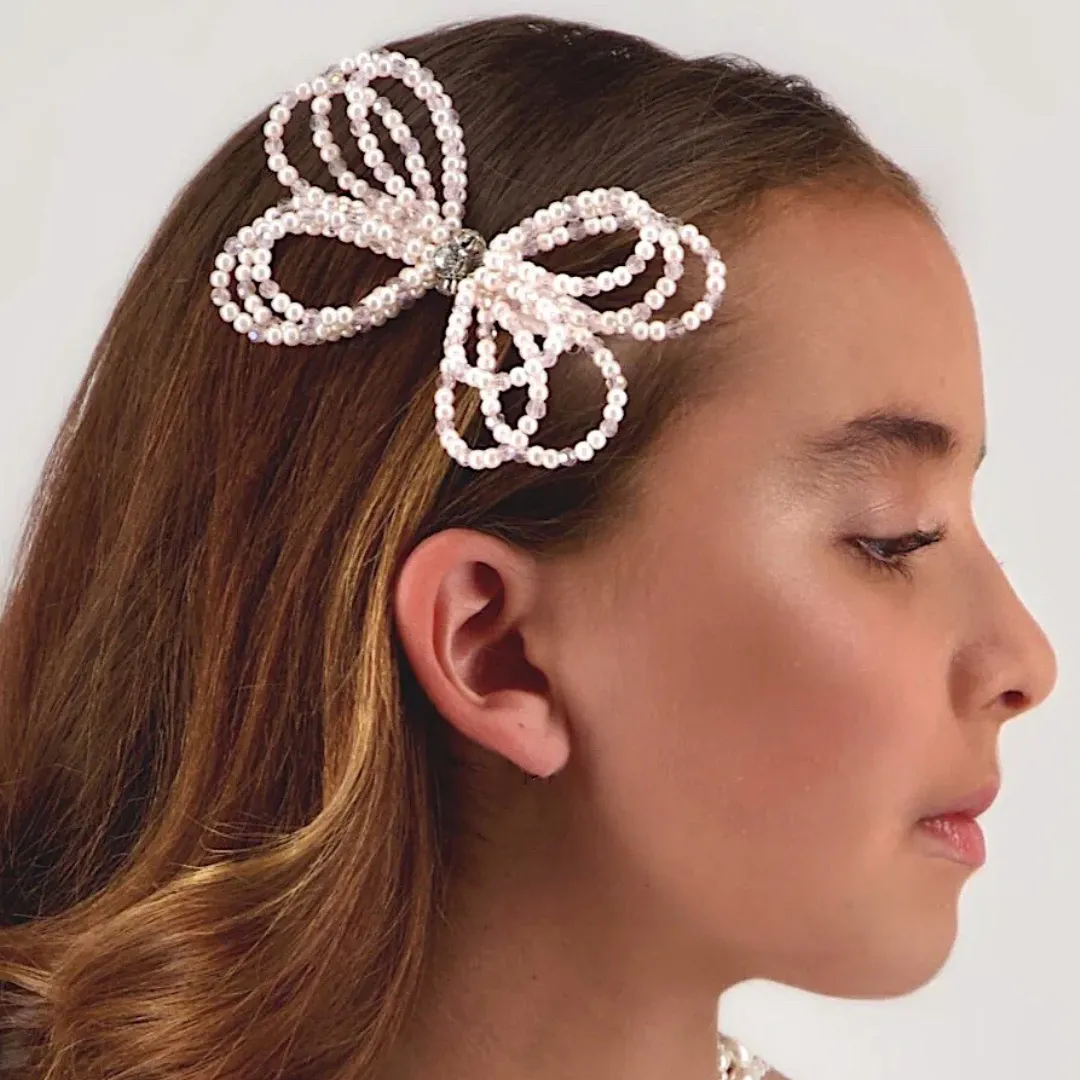 The Selene Pearl Bow Hair Clip
