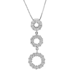 Three Circle Diamond Pendant Necklace in 18K White Gold