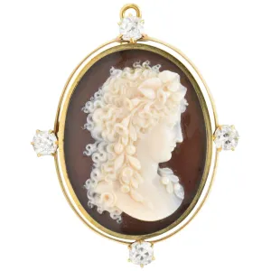 Tiffany & Co. Victorian 2.00 CTW Diamond Hardstone Cameo Pendant/Brooch